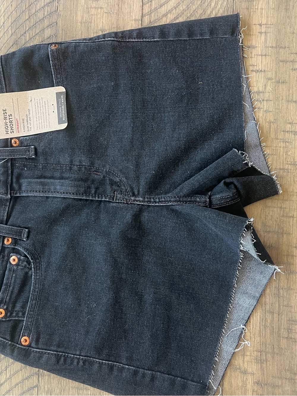 Levi's Black Denim Shorts with Leather Patch